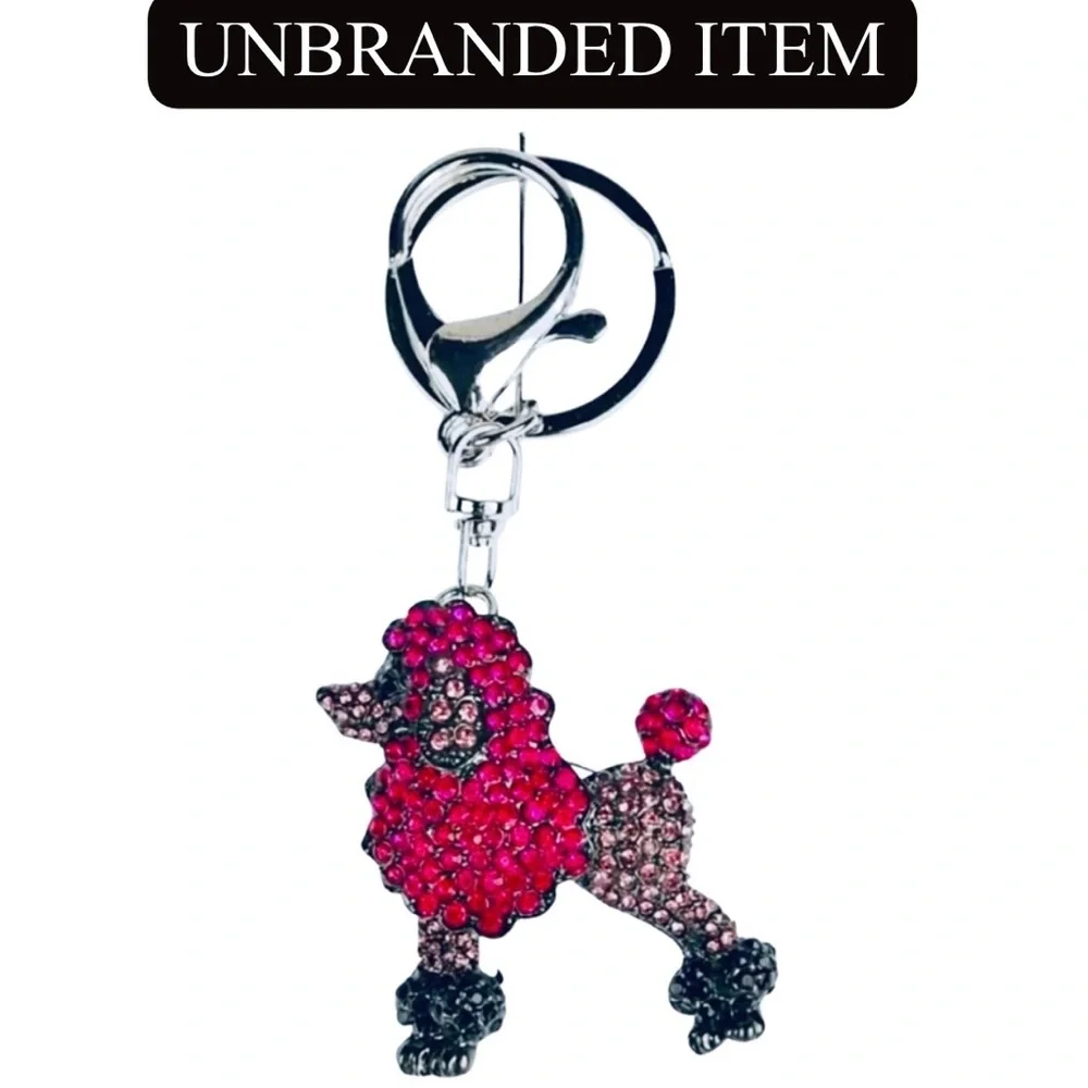 BAG CHARM/KEY CHAIN: Purple Rhinestone Poodle Keychain, NWOT